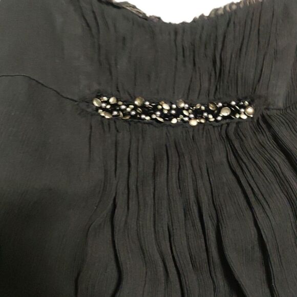 🔥 BCBGMAXAZRIA 100% SILK BLACK STRAPLESS OPEN SHOULDER BABY DOLL MINI DRESS 6 - Picture 9 of 9